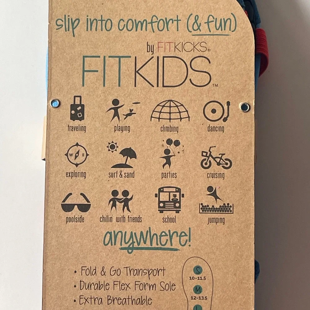 NEW FitKicks Kids Water Shoes XL Blue Slip On Active Lifestyle Footwear